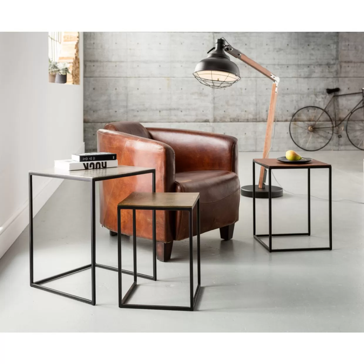 KARE Design Tische | Beistelltisch Loft Square Vintage (3/Set) 41X41Cm