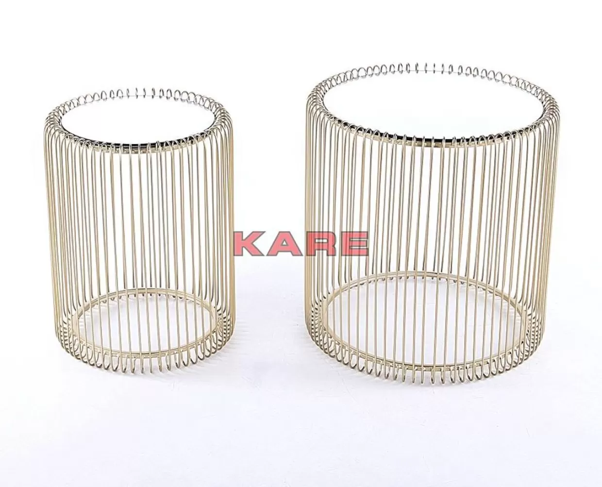 KARE Design Tische | Beistelltisch Wire Messing (2/Set) O44Cm