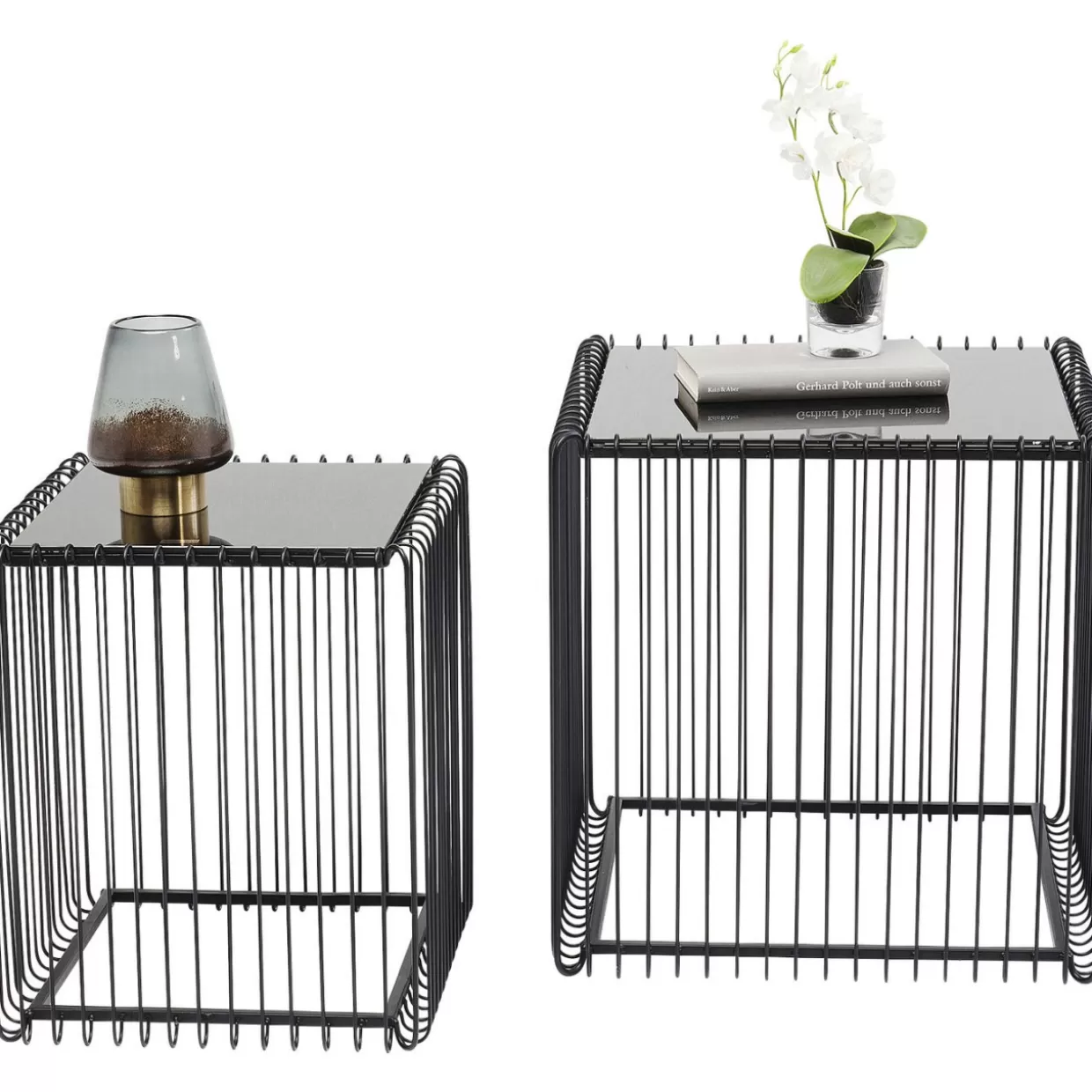 KARE Design Tische | Beistelltisch Wire Square Schwarz (2/Set) 45X45Cm