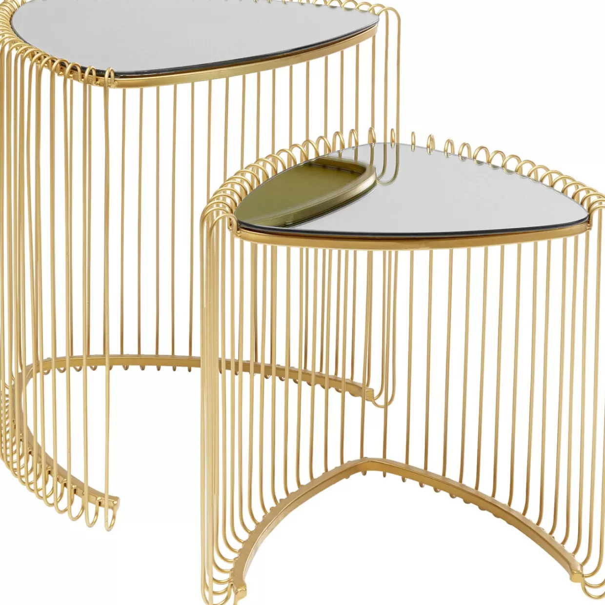 KARE Design Tische | Beistelltisch Wire Triangle Gold (2/Set)