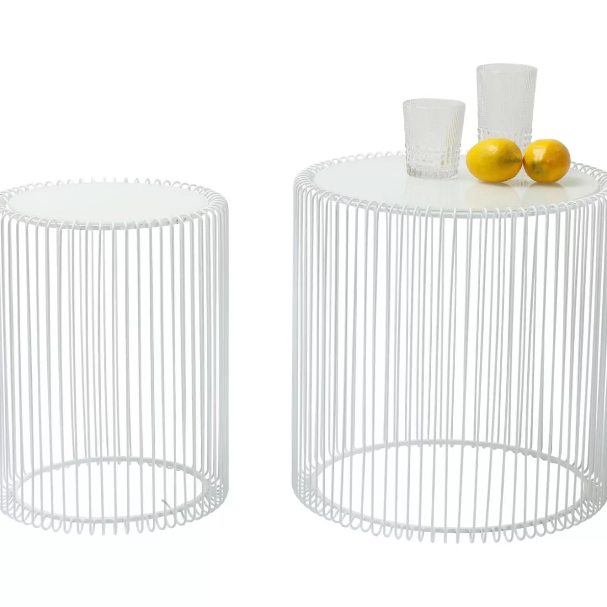 KARE Design Tische | Beistelltisch Wire White (2/Set) O44Cm