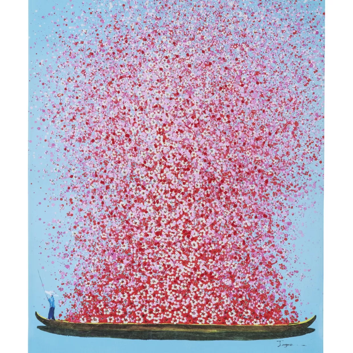 KARE Design Bilder | Bild Touched Flower Boat Blau Pink 80X100Cm