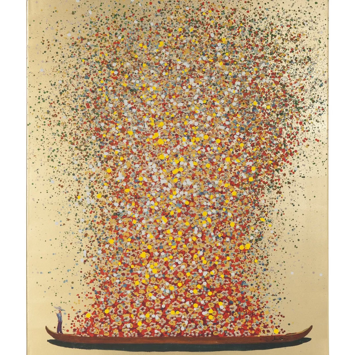 KARE Design Bilder | Bild Touched Flower Boat Gold Rot 120X160Cm