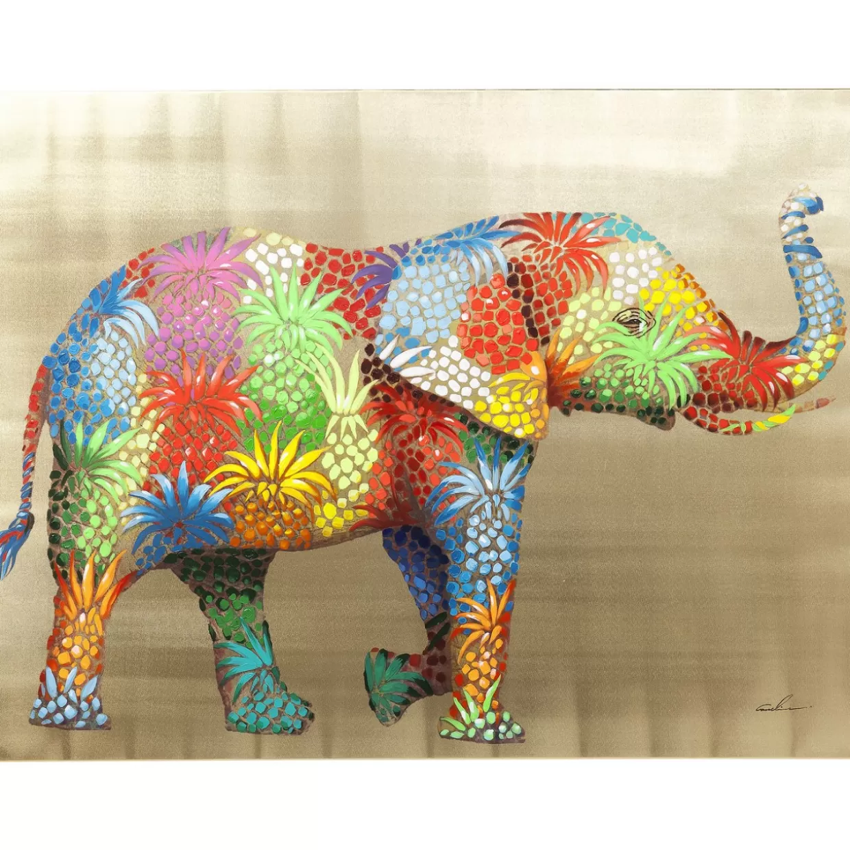 KARE Design Bilder | Bild Touched Flower Elefant 90X120Cm