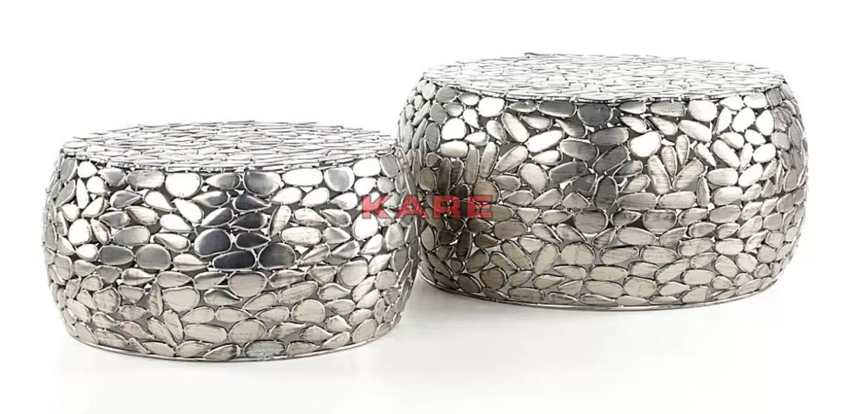 KARE Design Tische | Couchtisch Pebbles Deluxe Silber (2/Set)