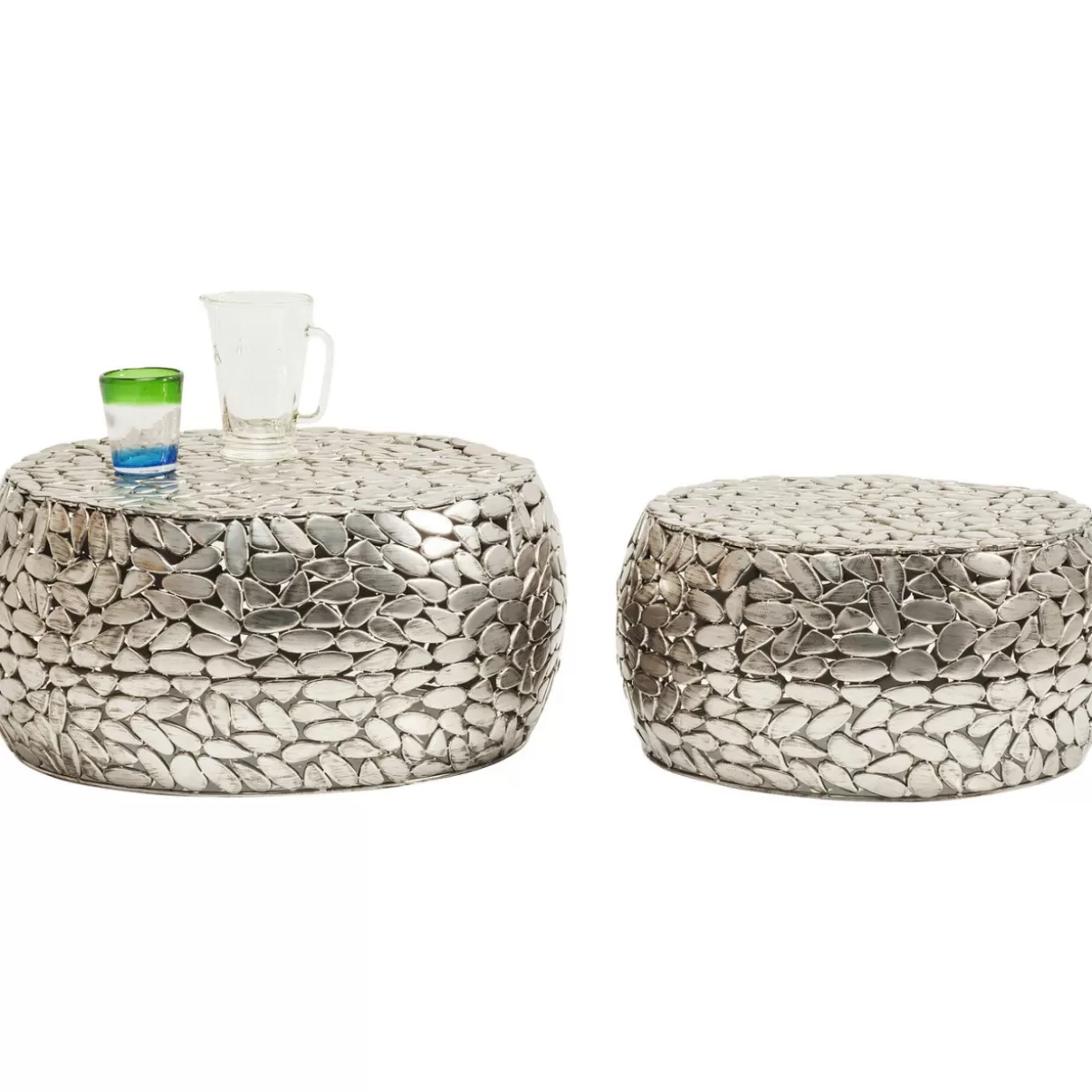 KARE Design Tische | Couchtisch Pebbles Deluxe Silber (2/Set)