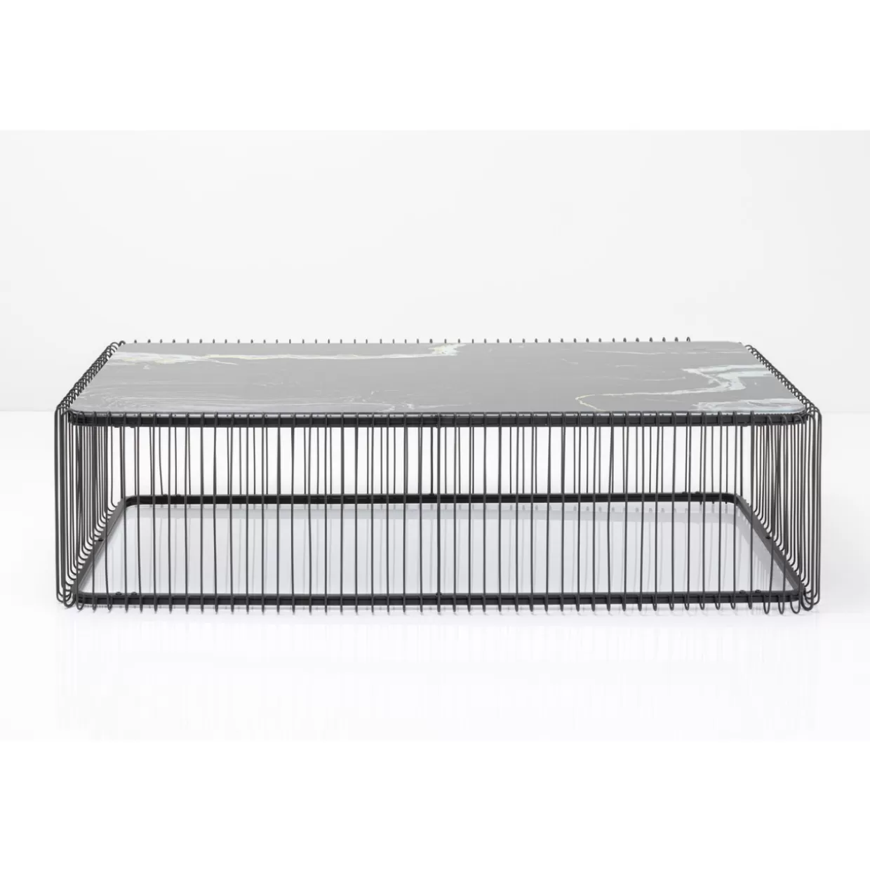 KARE Design Tische | Couchtisch Wire Glas Marble Schwarz 145X70Cm