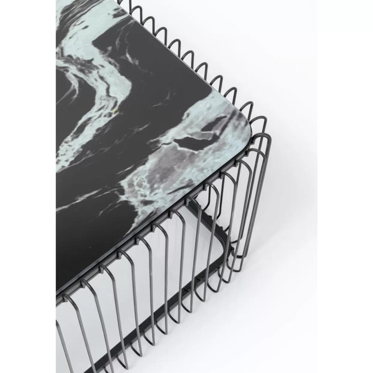 KARE Design Tische | Couchtisch Wire Glas Marble Schwarz 145X70Cm