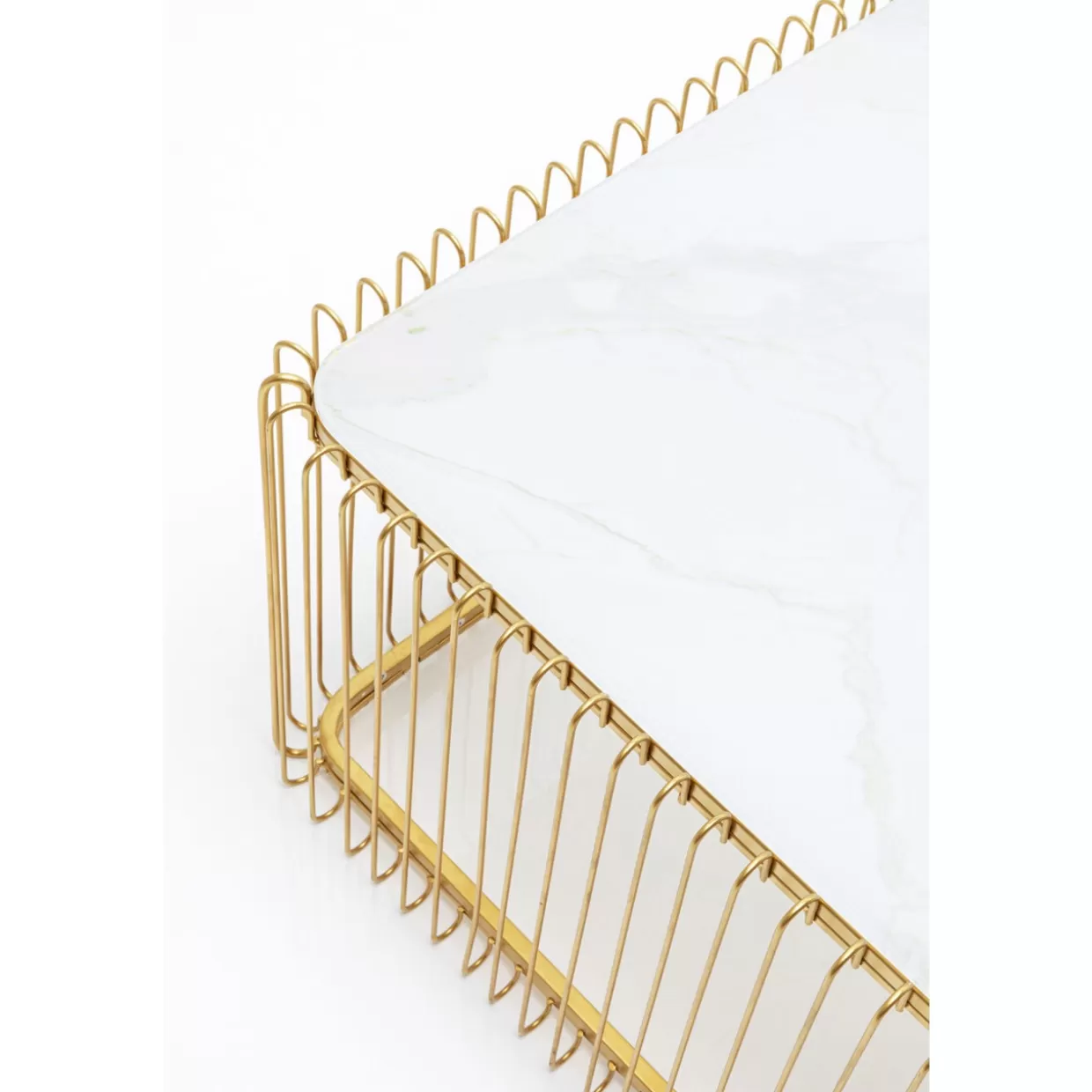 KARE Design Tische | Couchtisch Wire Glas Marble Weis 145X70Cm