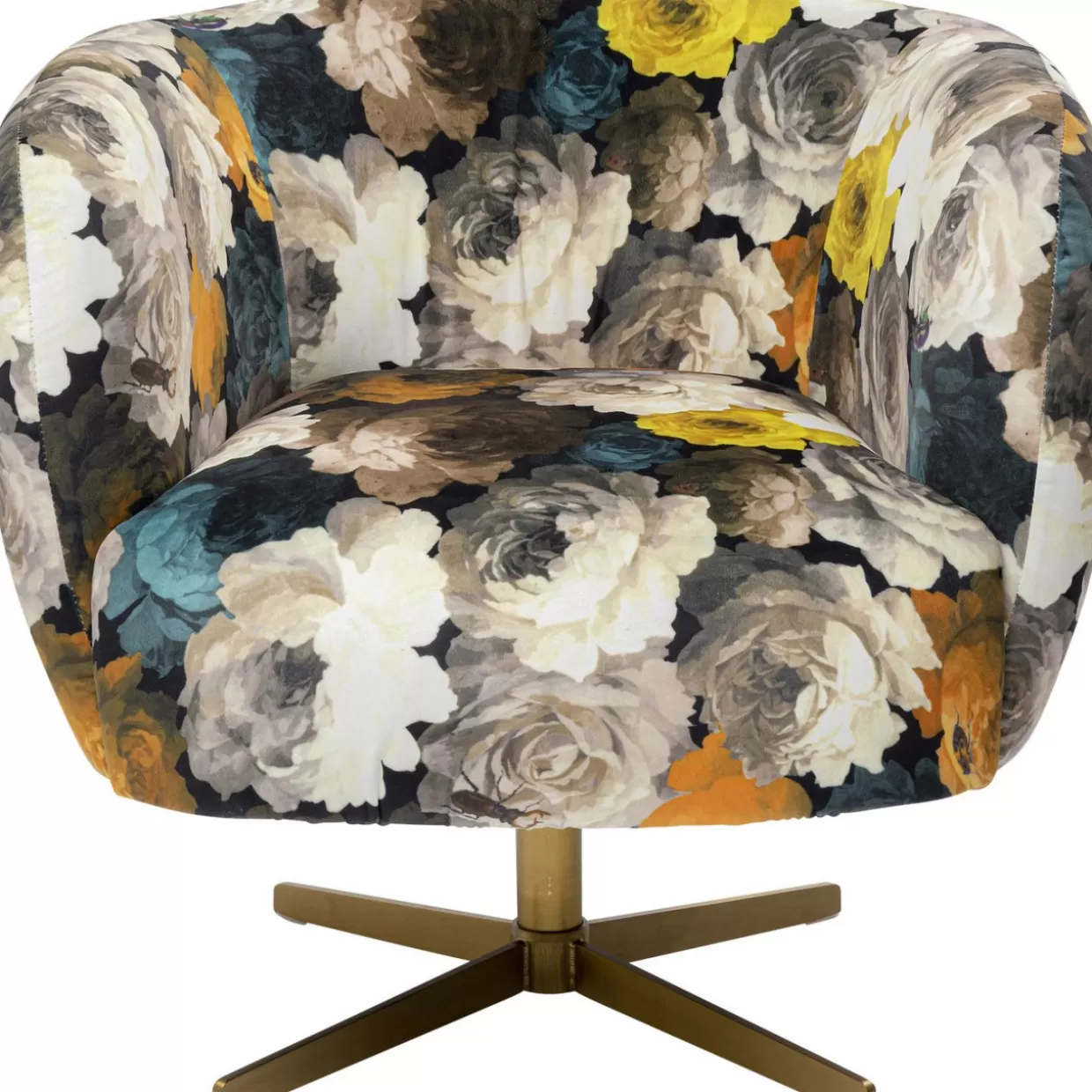 KARE Design Sessel | Drehsessel Peony Flower Gelb