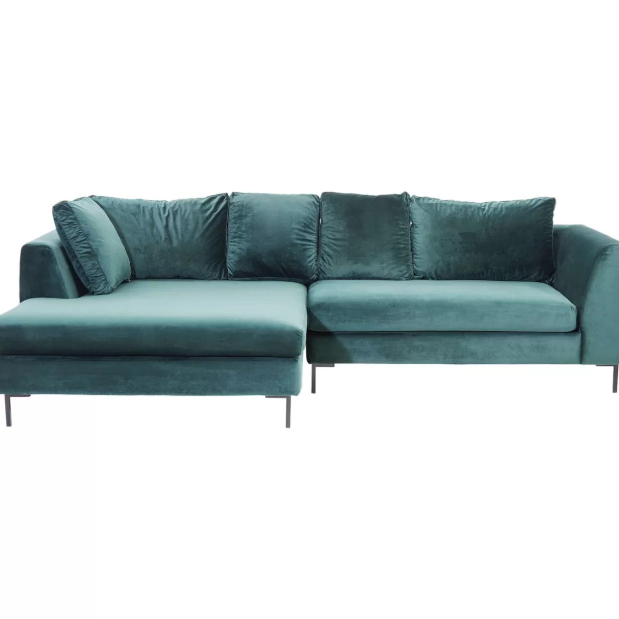 KARE Design Sofas & Couches | Ecksofa Gianni Velvet Dunkelgrun Links Schwarz