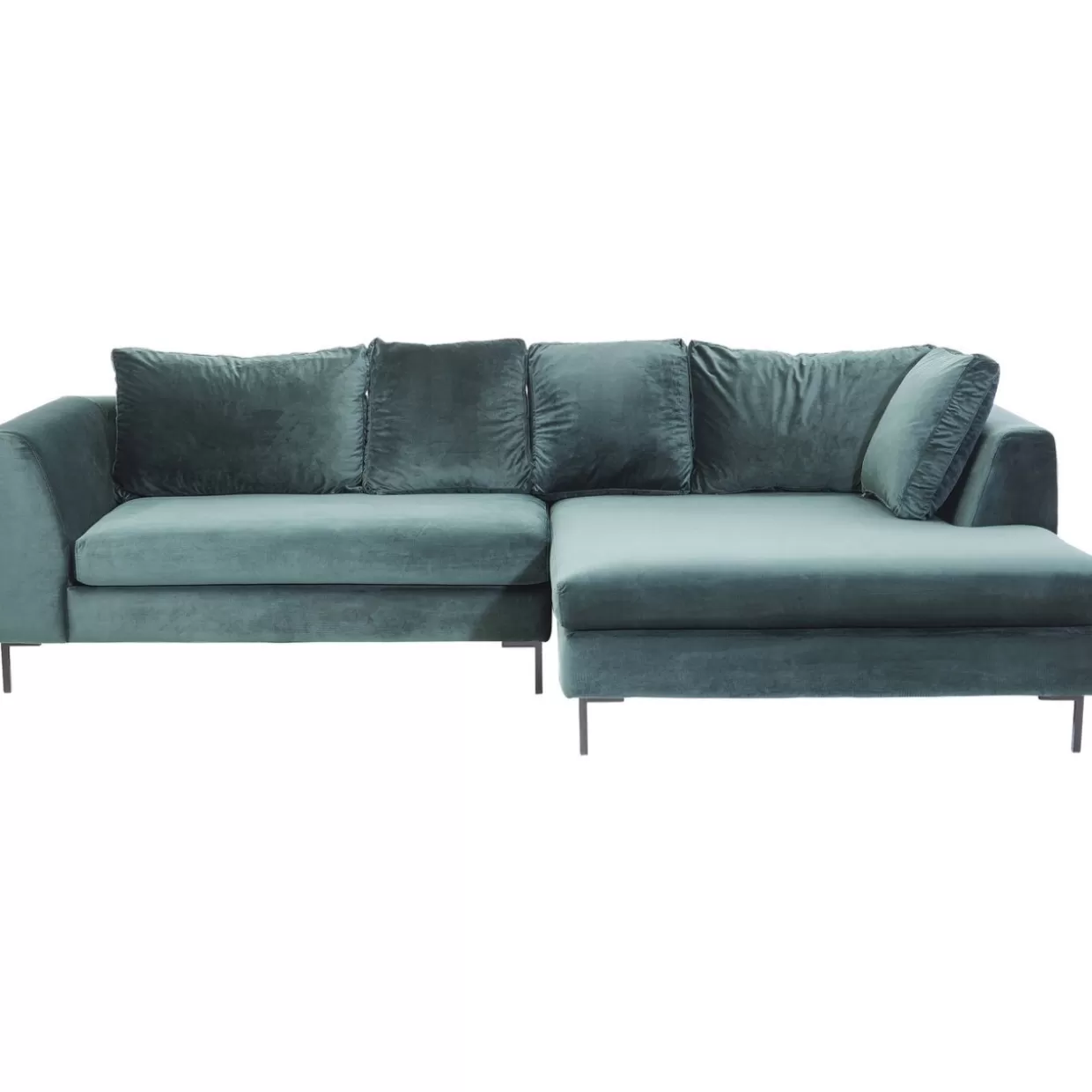 KARE Design Sofas & Couches | Ecksofa Gianni Velvet Dunkelgrun Rechts Schwarz