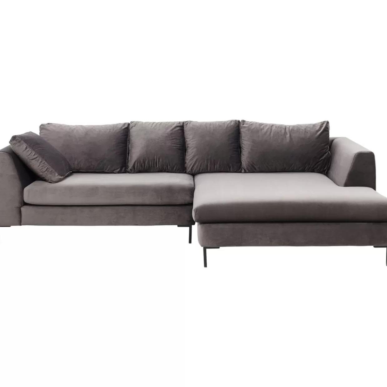 KARE Design Sofas & Couches | Ecksofa Gianni Velvet Grau Rechts Schwarz