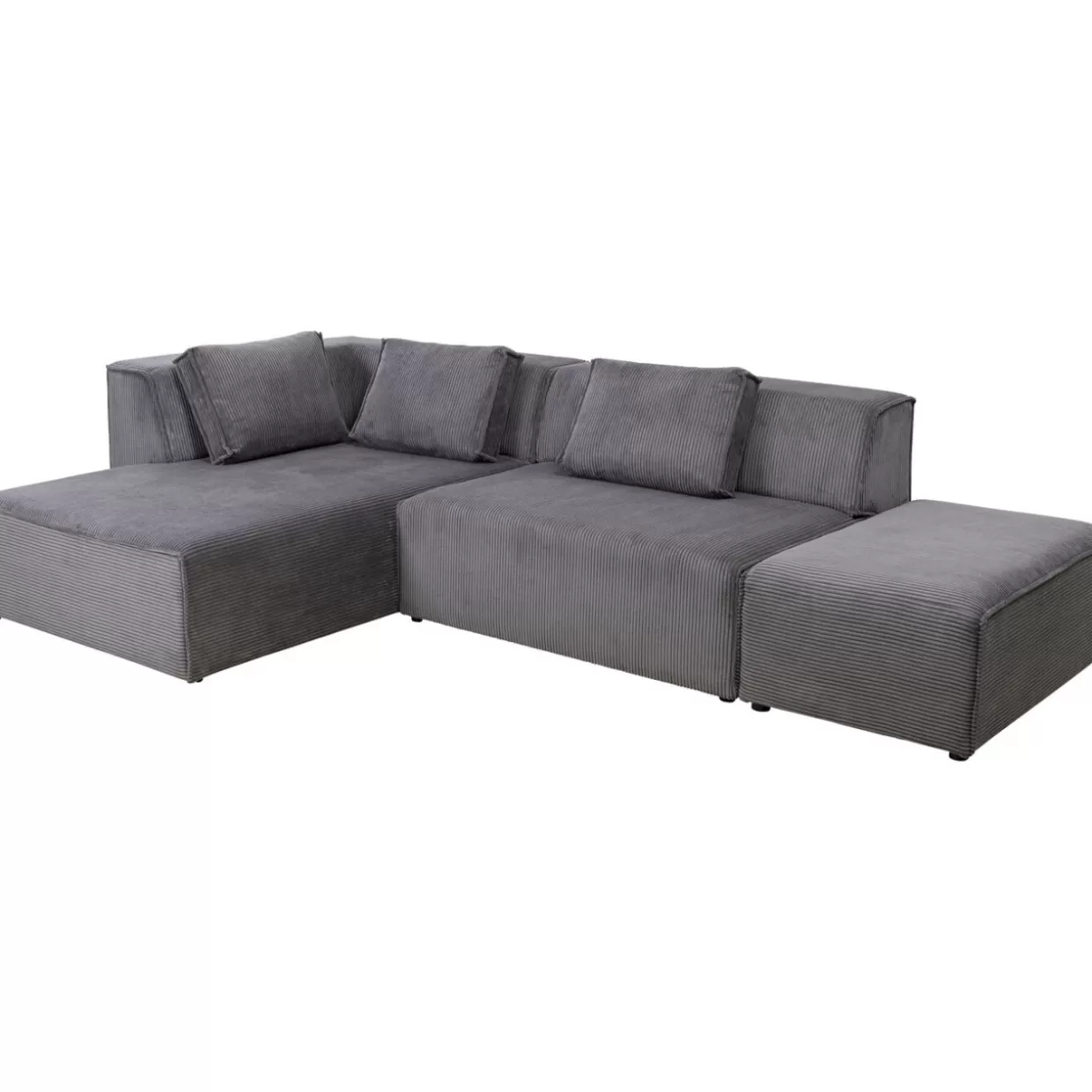 KARE Design Sofas & Couches | Ecksofa Infinity Ottomane Cord Grau Links