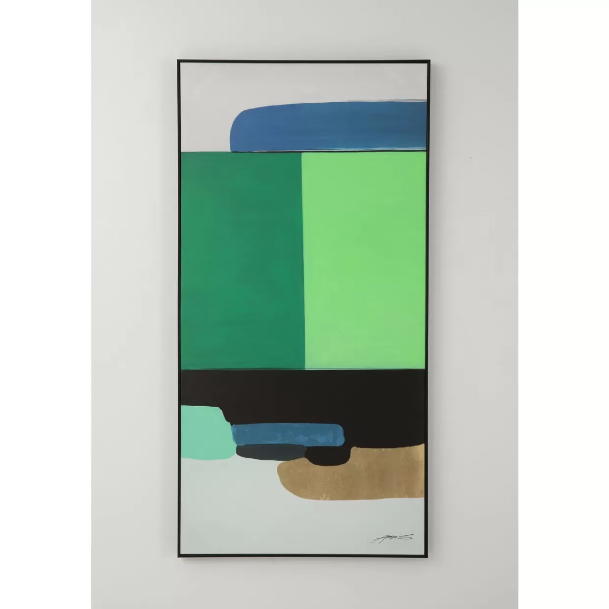KARE Design Bilder | Gerahmtes Bild Abstract Shapes Grun 73X143Cm