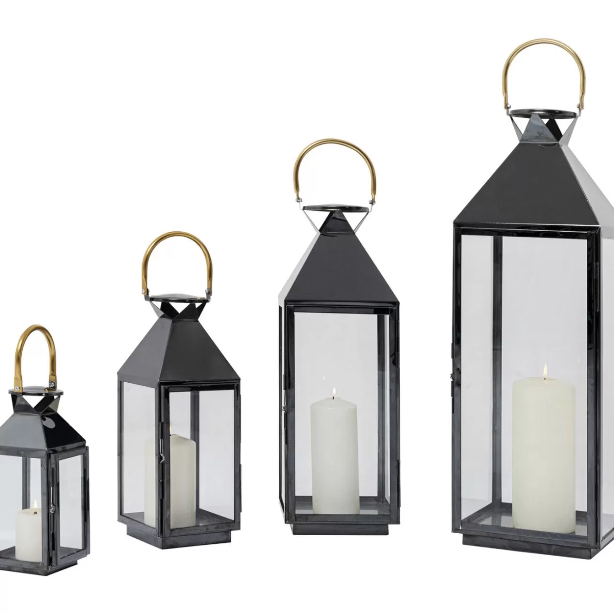 KARE Design Kerzenständer & Laternen | Laterne Giardino Schwarz Gold (4/Set)