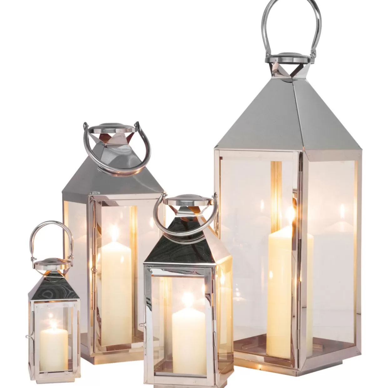 KARE Design Kerzenständer & Laternen | Laterne Giardino Silver (4/Set)