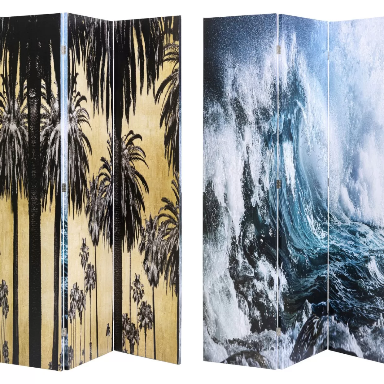 KARE Design Paravents | Paravent Triptychon Wave Vs Palms 120X180Cm