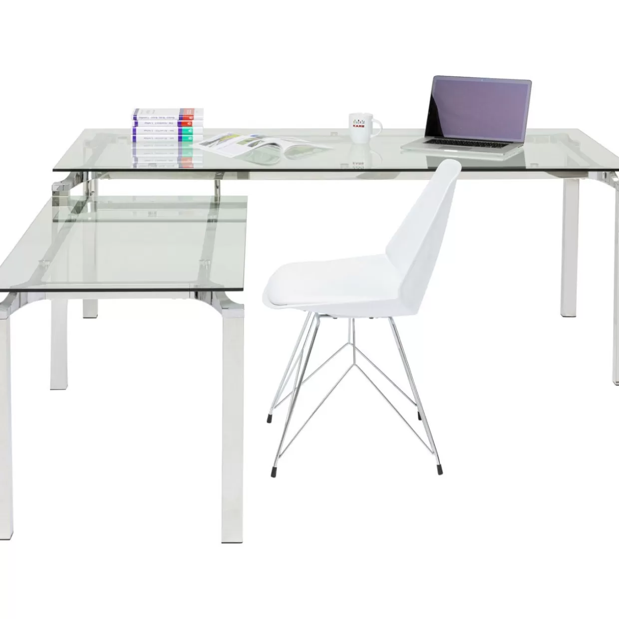 KARE Design Tische | Schreibtisch Lorenco Chrom Winkelcombi 210X180Cm