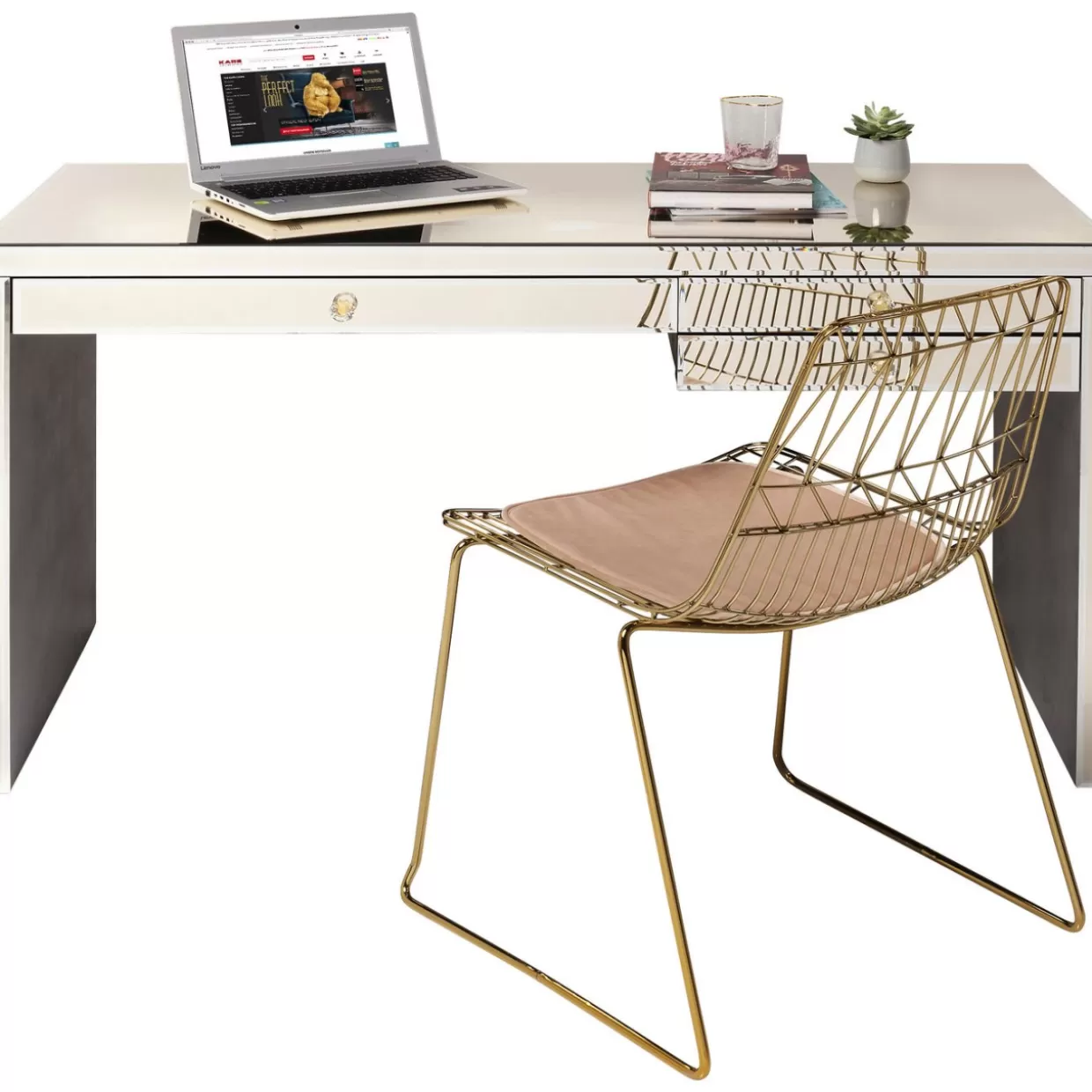 KARE Design Tische | Schreibtisch Luxury Champagne 140X60Cm