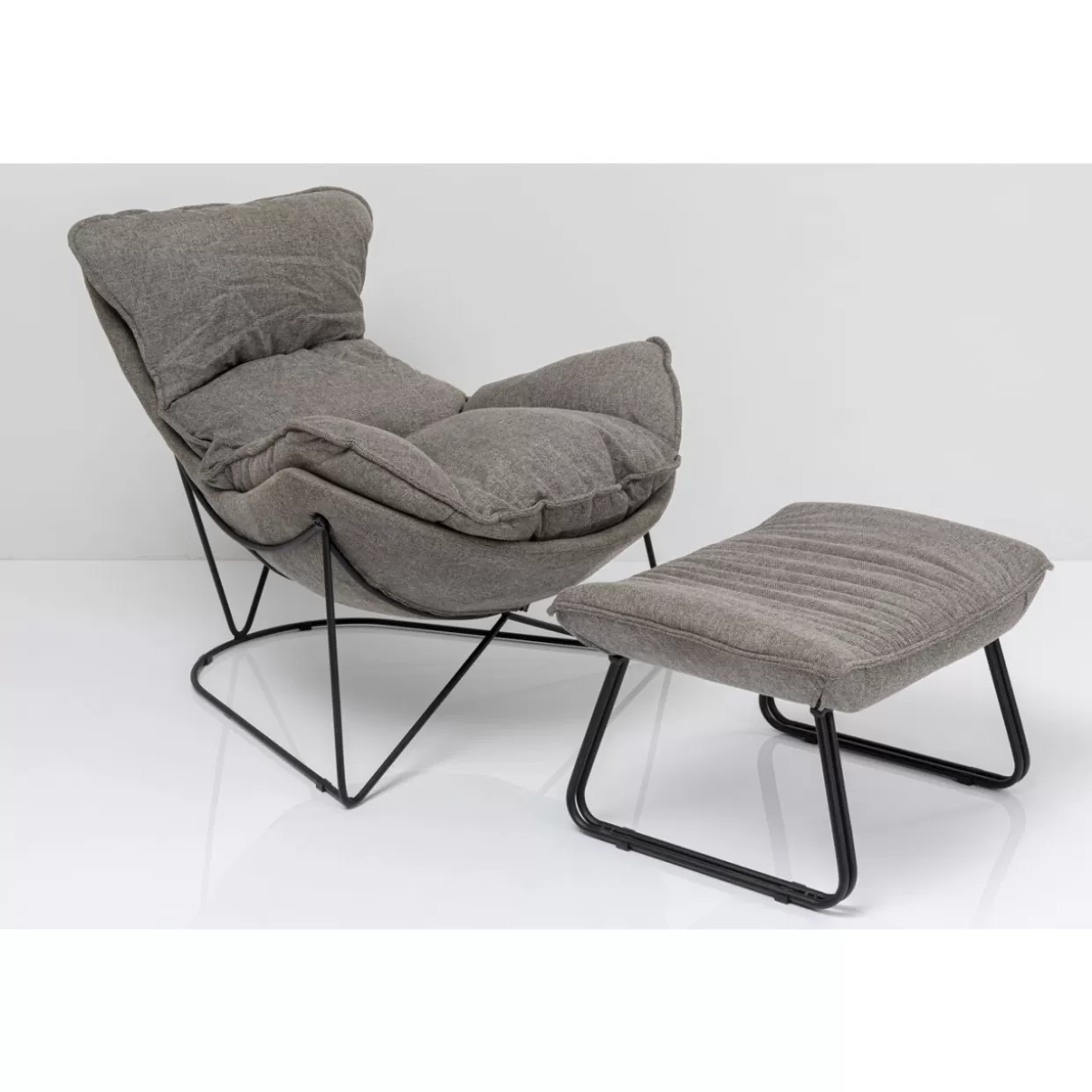 KARE Design Sessel | Sessel Mit Hocker Snuggle Grau (2/Tlg)