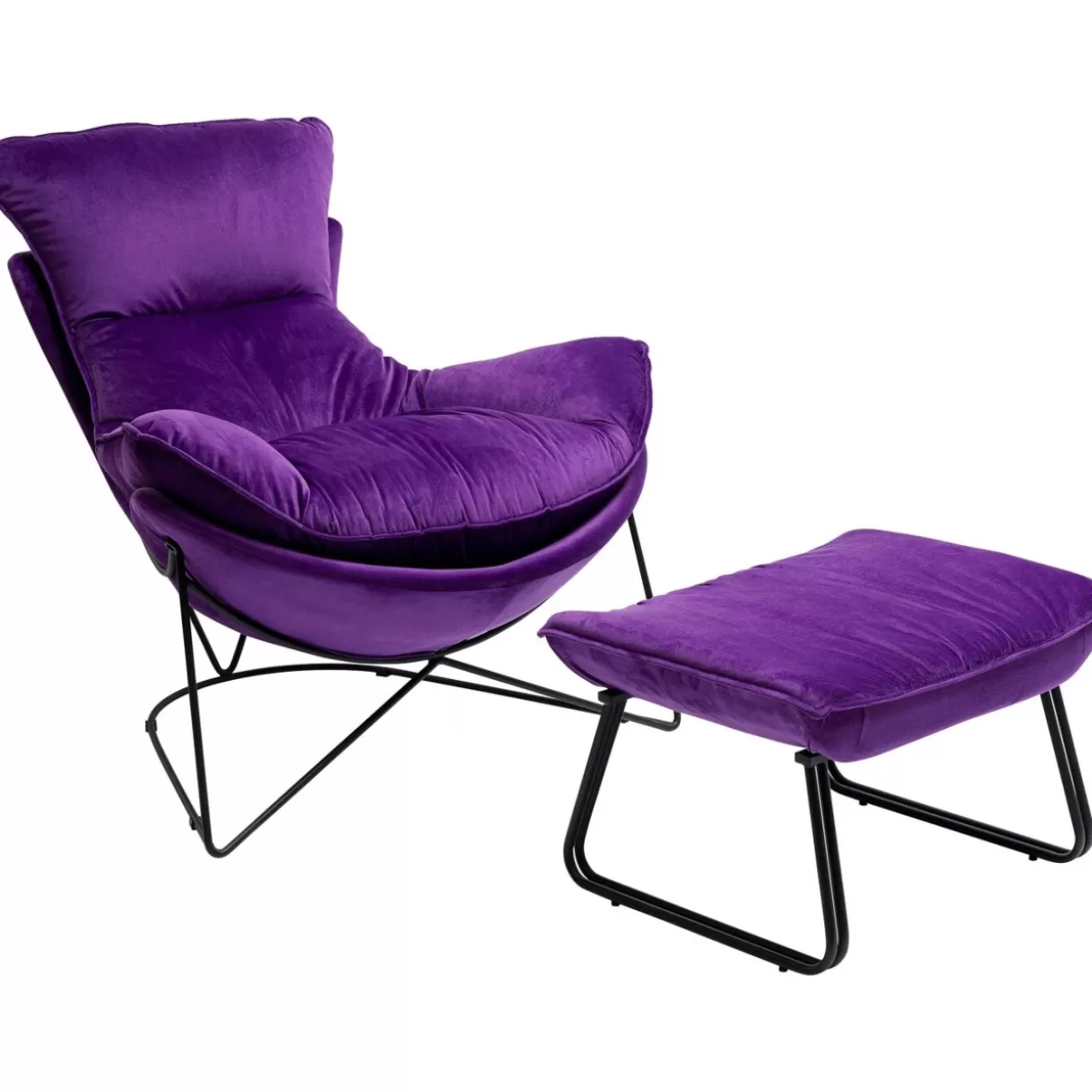 KARE Design Sessel | Sessel Mit Hocker Snuggle Lila (2/Tlg)