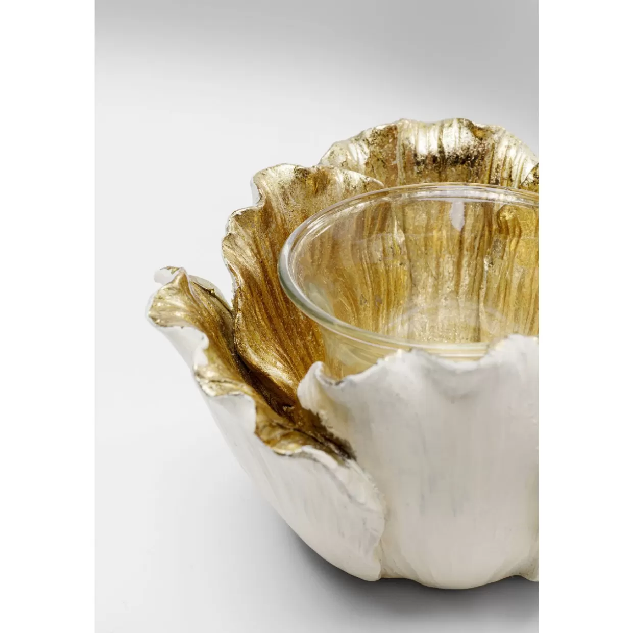 KARE Design Deko & Geschenkartikel | Teelichthalter Flower Bloom Creme Gold O10