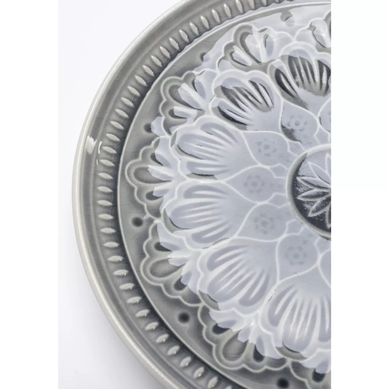KARE Design Geschirr & Tischaccessoires | Teller Sicilia Mandala Grau O21Cm