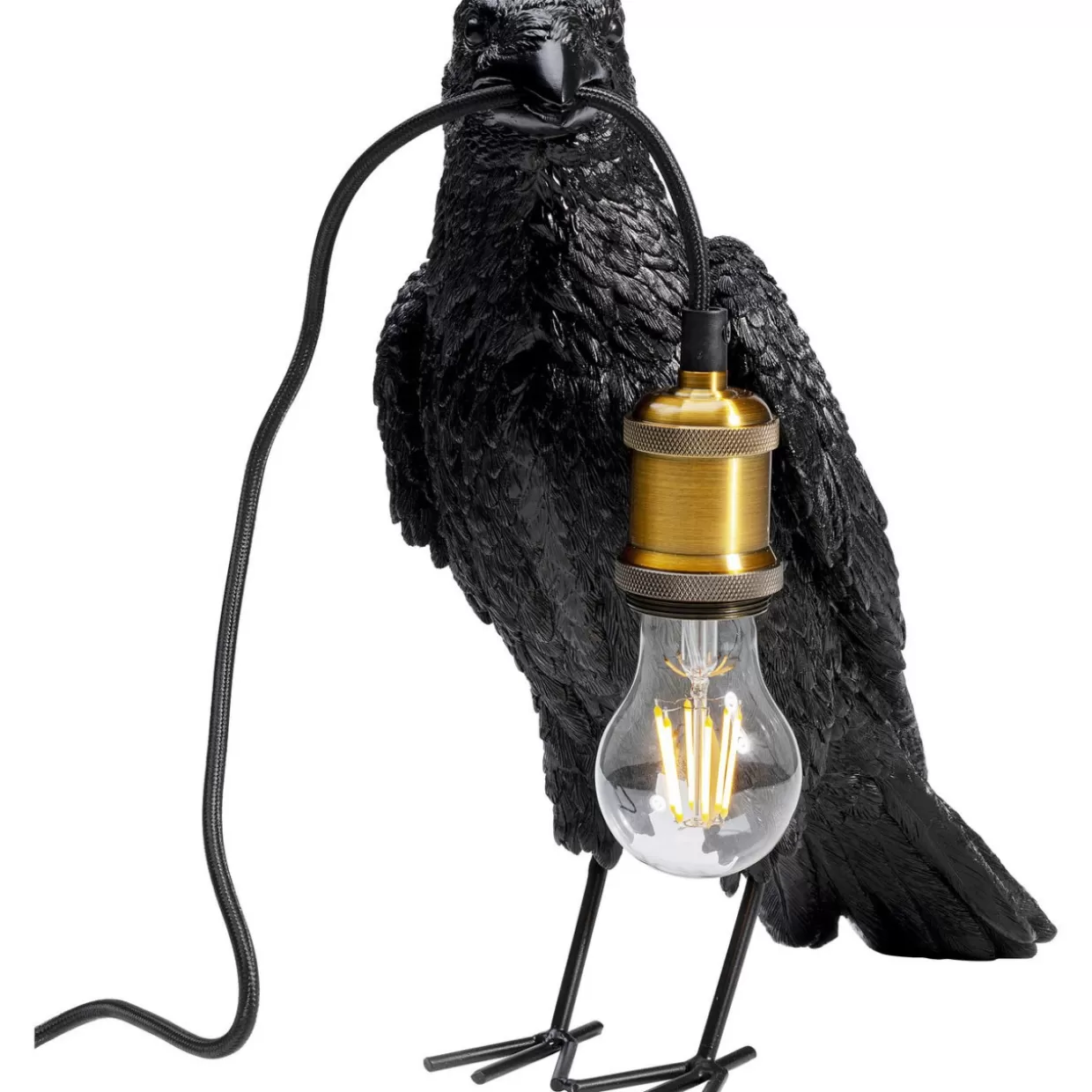 KARE Design Tischleuchten | Tischleuchte Animal Crow Matt Schwarz