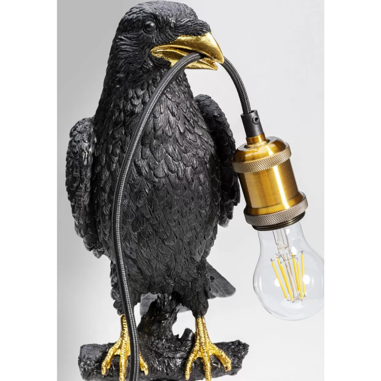 KARE Design Tischleuchten | Tischleuchte Animal Sitting Crow Matt Schwarz